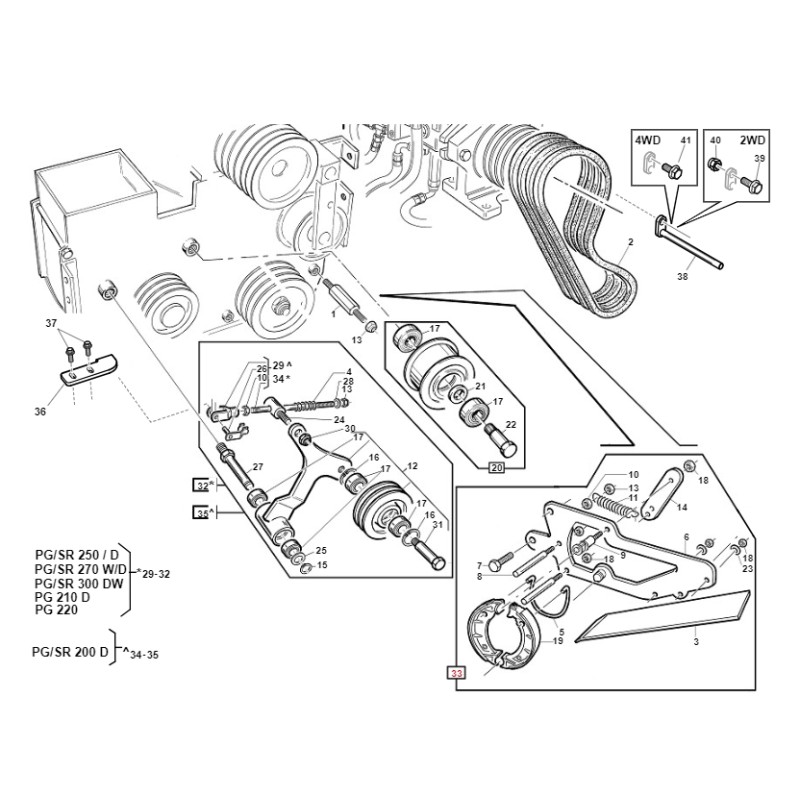 Frein lames à tambour ORIGINALE GIANNI FERRARI machine professionnelle 95301330000