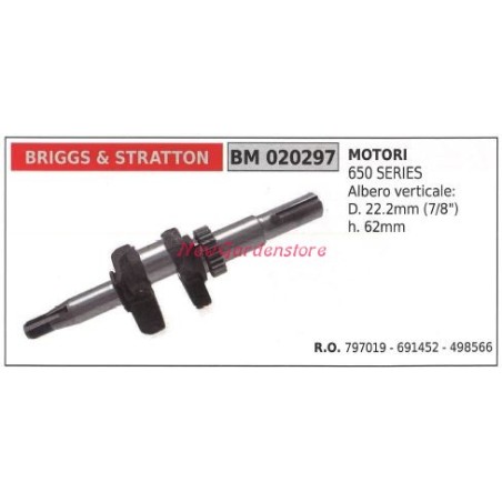 Vilebrequin de moteur de tondeuse à gazon BRIGGS&STRATTON 650 797019 | Newgardenstore.eu