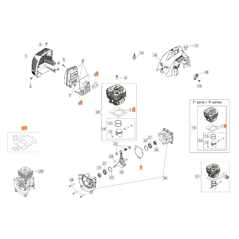 Kit gaskets ORIGINAL OLEOMAC unit' motor BC 300 D 61280250