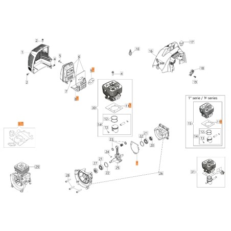 Kit de juntas ORIGINAL OLEOMAC unidad, motor BC 300 D 61280250 | Newgardenstore.eu