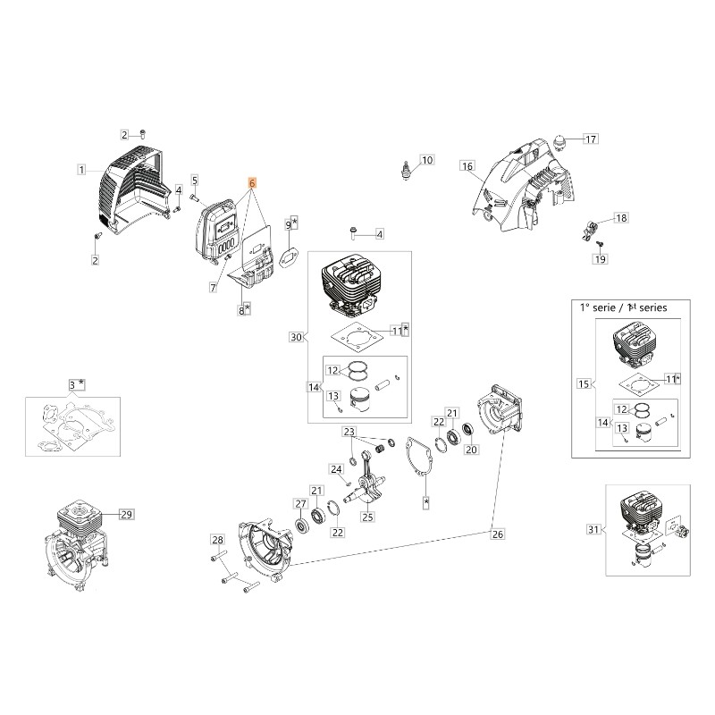 Kit silenciador ORIGINAL OLEOMAC para unidades de motor BC 300 D 61290075A