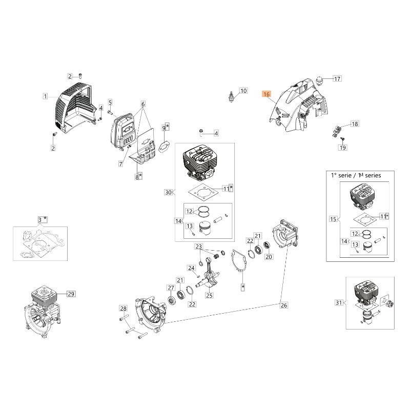 Cárter de motor ORIGINAL OLEOMAC para unidades de motor BC 300 D 61280185R