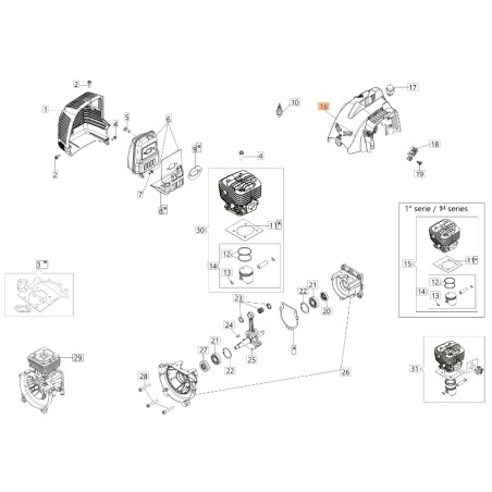 Cárter de motor ORIGINAL OLEOMAC para unidades de motor BC 300 D 61280185R | Newgardenstore.eu