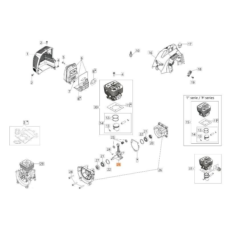 Árbol de transmisión ORIGINAL OLEOMAC para unidades de motor BC 300 D 61280004R