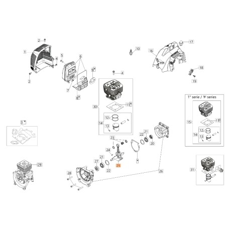 Arbre moteur ORIGINAL OLEOMAC pour unités de moteur BC 300 D 61280004R | Newgardenstore.eu