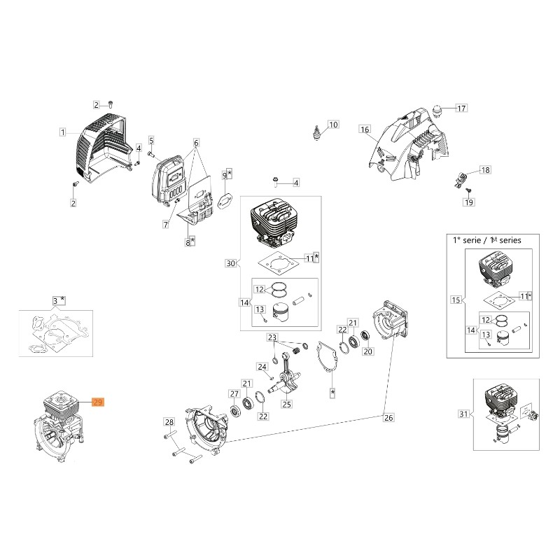 Short block ORIGINAL OLEOMAC for unit motor BC 300 D 61280249R