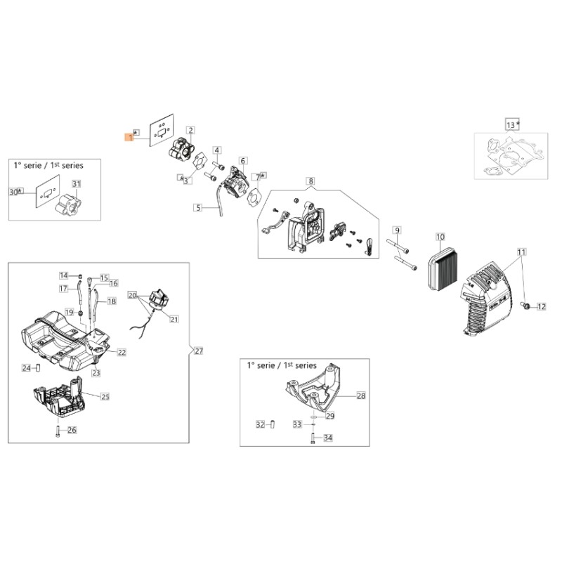 Junta brida ORIGINAL OLEOMAC para unidades de motor BC 300 D 61280337R