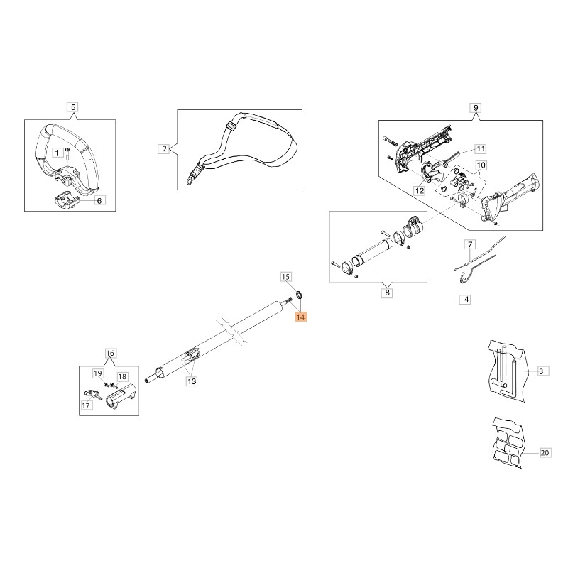 Arbre de transmission De 7 mm ORIGINAL OLEOMAC pour unités' moteur BC300D 61280312