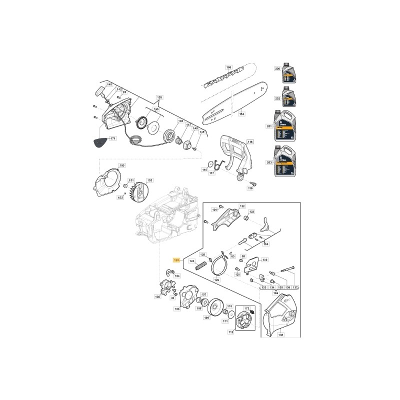 Carter d'embrayage jaune pour tronçonneuse ORIGINAL STIGA 118805040/0