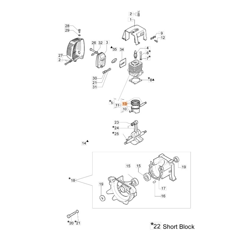 Segmento ORIGINAL OLEOMAC para desbrozadora 746 S - BC 430 S 50070128R