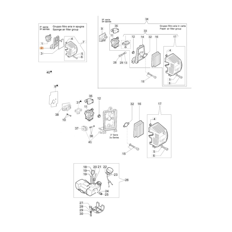 Support filtre à air ORIGINAL OLEOMAC débroussailleuse 746 S - 753 S 61112003