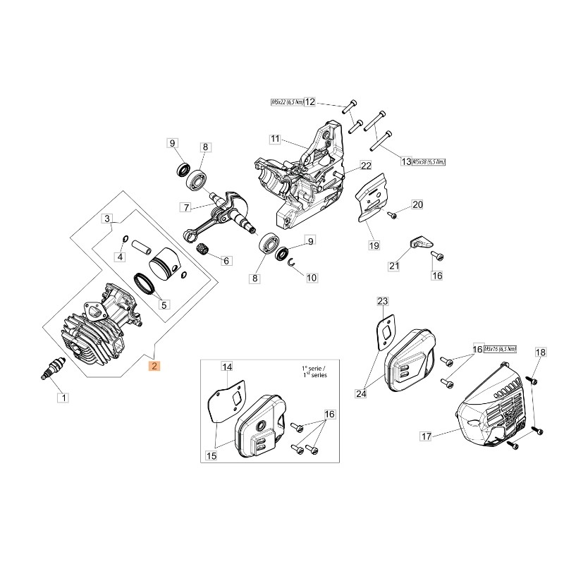 Kit cilindro pistone motosega modelli GST360 ORIGINALE OLEOMAC 50270212