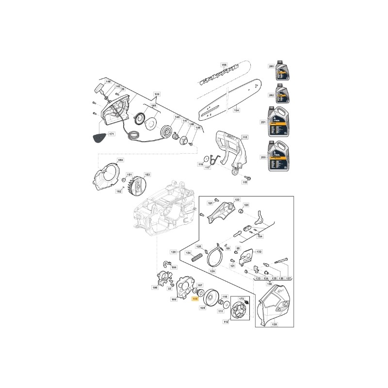 Motosierra de tornillo sin fin modelos AC27T AC31 ORIGINAL STIGA 118804752/0