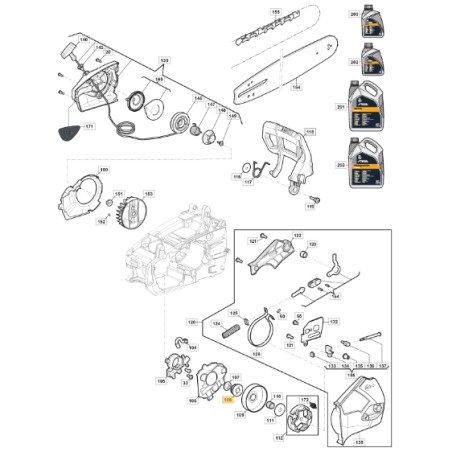 Vis sans fin pour tronçonneuse modèles AC27T AC31 ORIGINAL STIGA 118804752/0 | Newgardenstore.eu