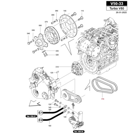 Kit 2 courroies tracteur modèles TURBOV50 ORIGINAL GIANNI FERRARI 00.17.0097 | Newgardenstore.eu