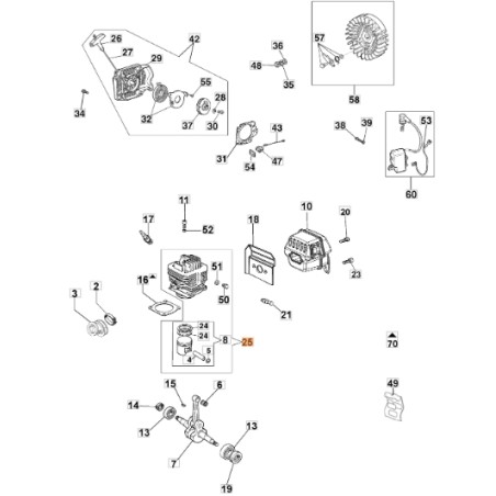 Kit cylindre de tronçonneuse ORIGINAL OLEOMAC 50092028B modèle GS630 | Newgardenstore.eu