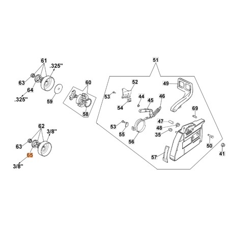 Chainsaw ring models 956 GS630 GS720 ORIGINAL OLEOMAC 006100730R 006100730 | Newgardenstore.eu