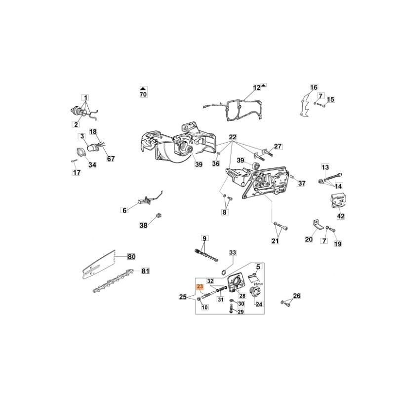 Desatascador ORIGINAL OLEOMAC para motosierras modelos GS630 GS820 097000069B