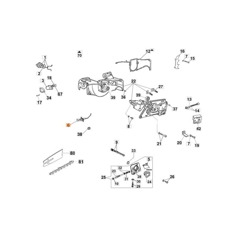 Chainsaw starter lever ORIGINAL OLEOMAC models GS630 50020086R