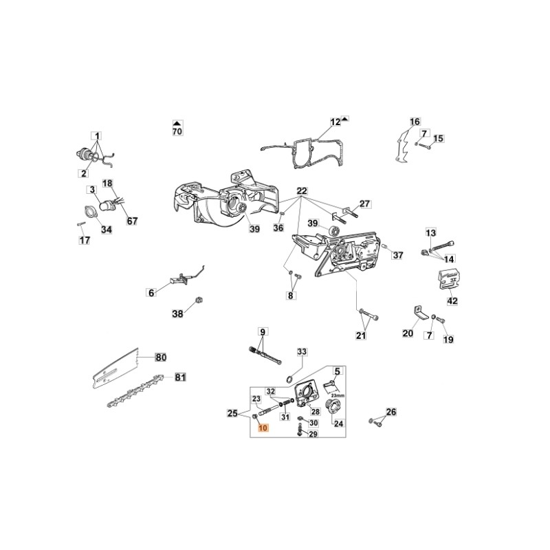 Capuchon de tronçonneuse modèles 970 GS630 956 ORIGINAL OLEOMAC 097000078