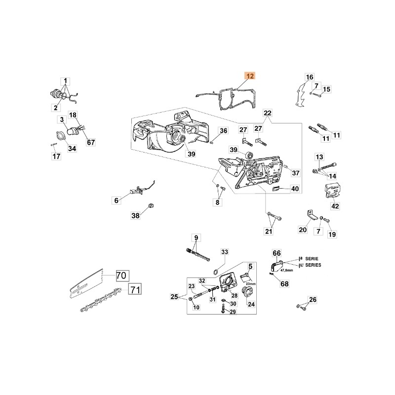 Joint d'étanchéité OLEOMAC pour tronçonneuse modèles 956 GS630 50010047AR 50010047A