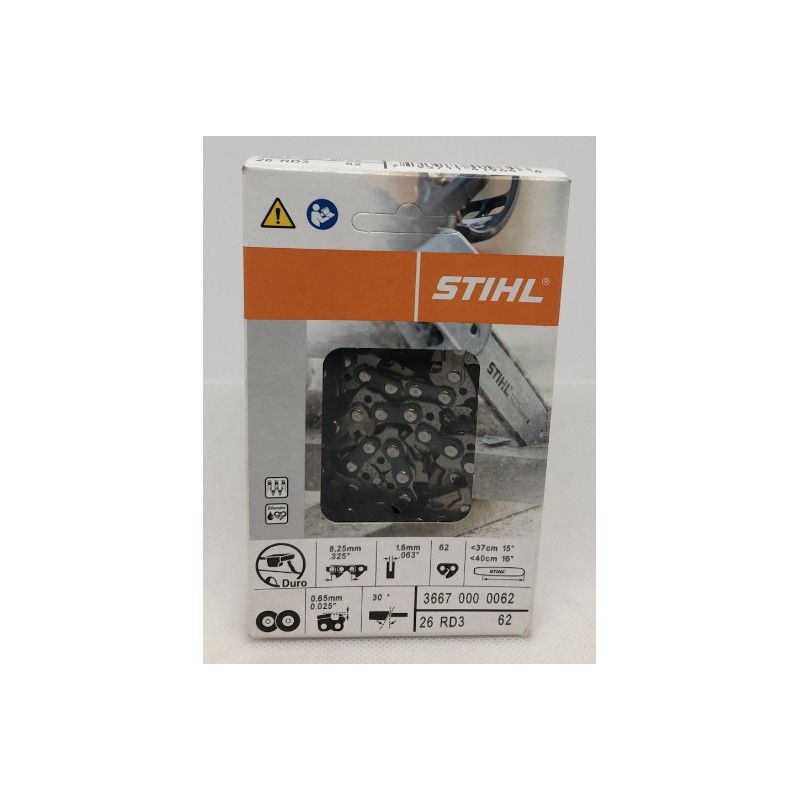 Chaîne dure 0.325 pas 1.6 mm 62 maillons ORIGINAL STIHL tronçonneuse 36670000062