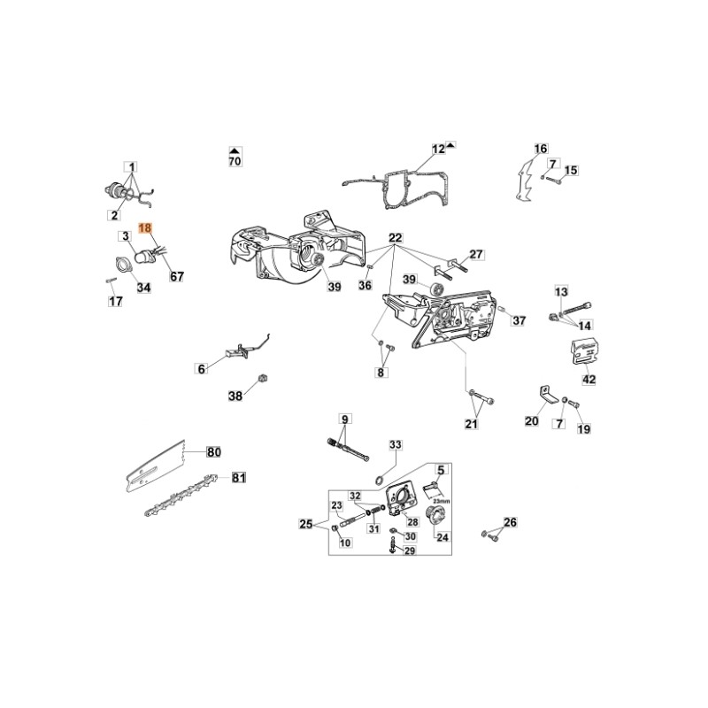 ORIGINAL OLEOMAC GS630 Modelle Kettensäge Rohr 61250228R 61200030AR