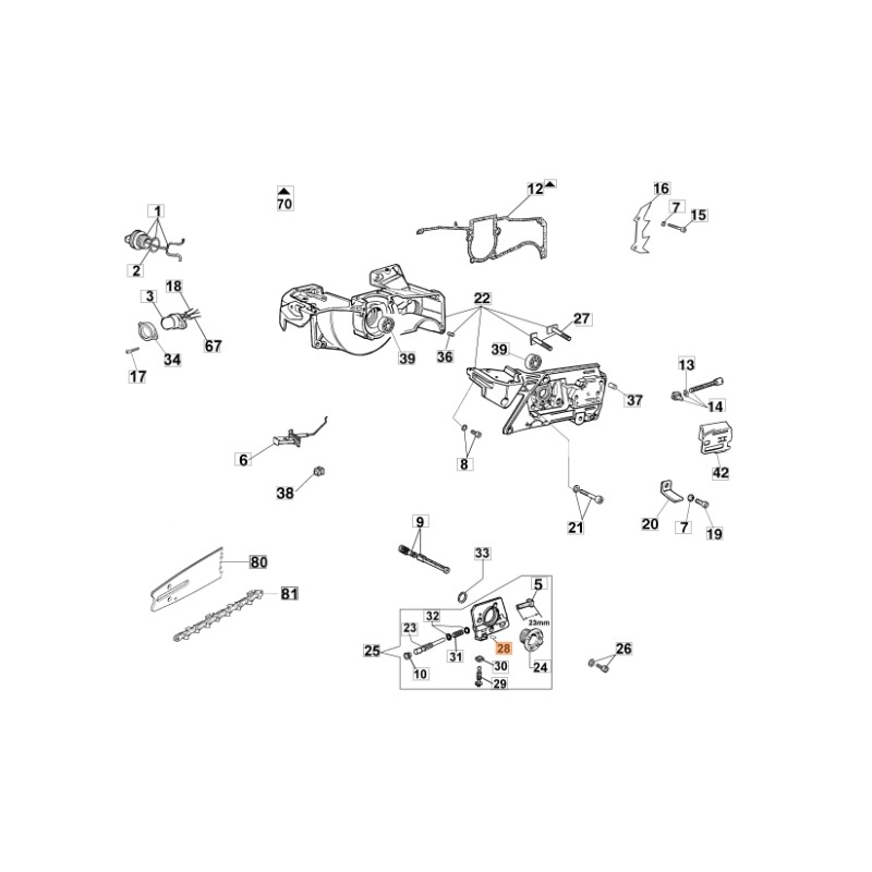 Spina motosega modelli 956 GS630 ORIGINALE OLEOMAC 097000062