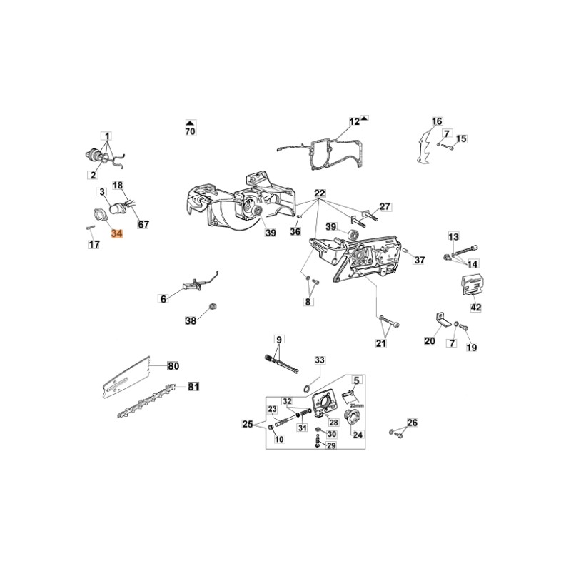 ORIGINAL OLEOMAC 956 GS630 motosierra cubierta 50010175