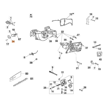 ORIGINAL OLEOMAC 956 GS630 motosierra cubierta 50010175 | Newgardenstore.eu