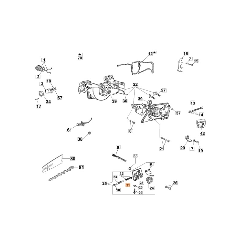 MUELLE ORIGINAL OLEOMAC GS630 980 modelos de motosierra 097000071A 097000071