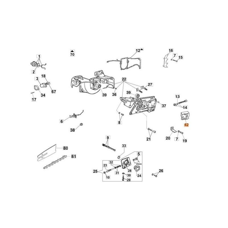 Lamierino motosega modelli 956 GS630 ORIGINALE OLEOMAC 50010010AR 50010010A