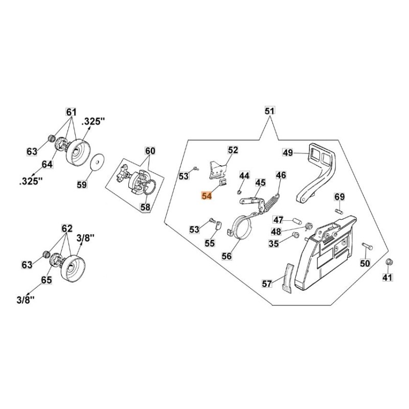 ORIGINAL OLEOMAC protector motosierra GS630 modelos 50070149R 50070149