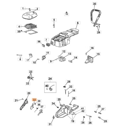 Accelerator lever kit for chainsaw GS630 models ORIGINAL OLEOMAC 098000406 | Newgardenstore.eu