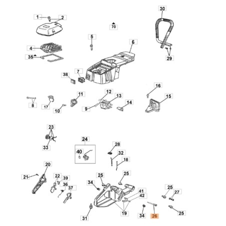 Kettensägenentlüfter GS630-Modelle ORIGINAL OLEOMAC 099900083BR 099900083B | Newgardenstore.eu