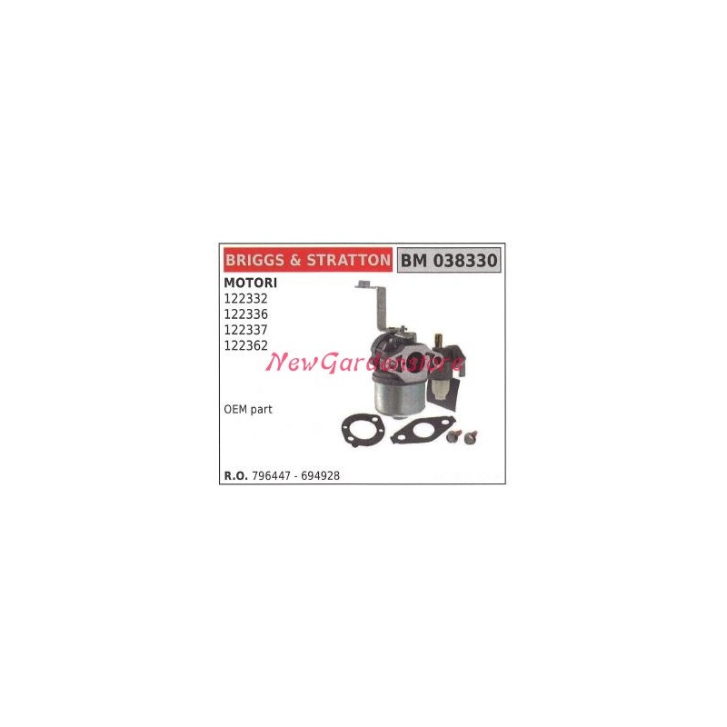 Carburateur B&S à cuve B&S pour tondeuse à gazon 122332 122336 038330