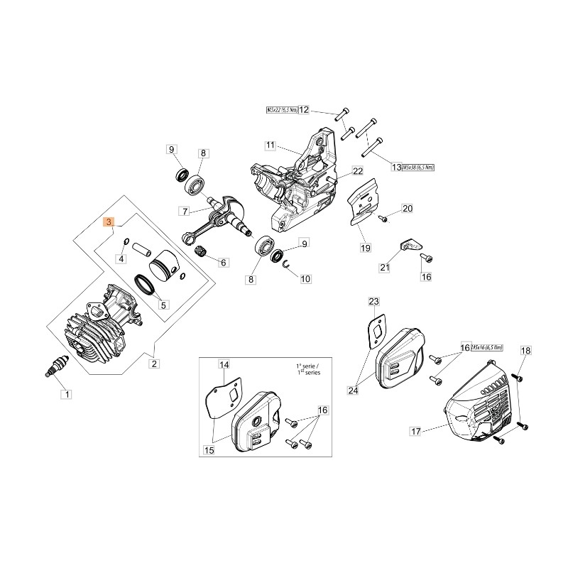 Piston chainsaw models GST360 ORIGINAL OLEOMAC 50270211