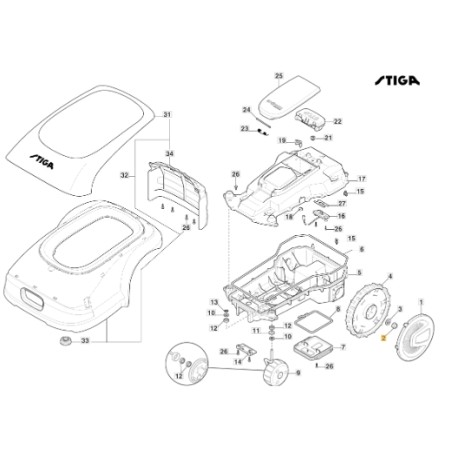 Cube robot tondeuse modèles A1000 A1500 STIGA 112156603/0 | Newgardenstore.eu