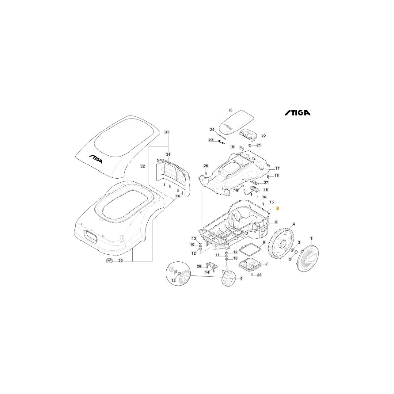 Junta de la cubierta del robot cortacésped modelos A1000 STIGA 122280001/0