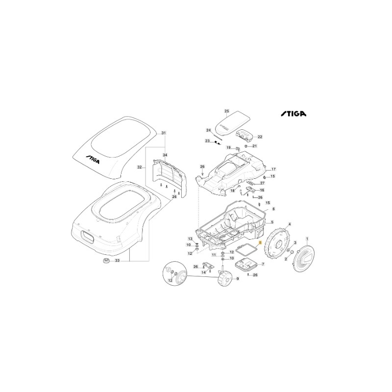 Dichtung Batterieabdeckung Roboter Modelle A1000 ORIGINAL STIGA 122280002/0