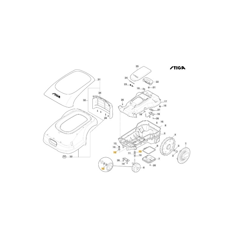 Cuscinetto robot tagliaerba modelli A1000 A1500 ORIGINALE STIGA 119216061/0