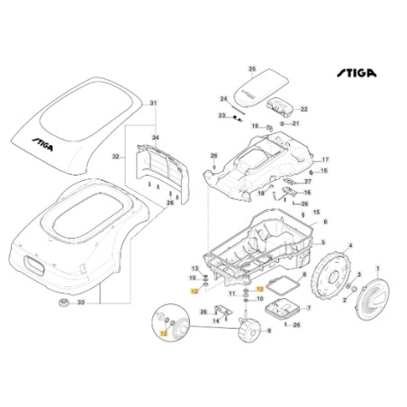 Bearing for robotic lawnmowers models A1000 A1500 ORIGINAL STIGA 119216061/0 | Newgardenstore.eu