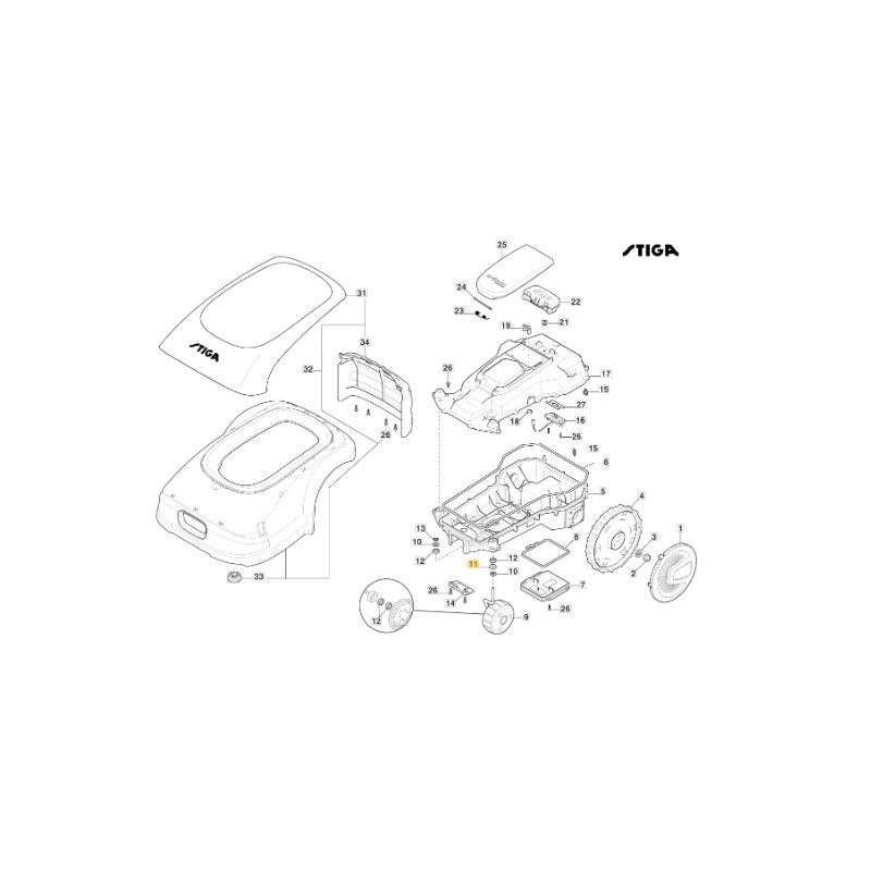 Distanziale robot tagliaerba modelli A1000 A1500 ORIGINALE STIGA 322171011/0