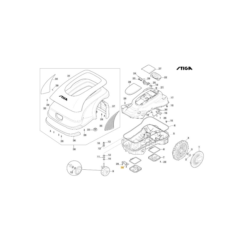 Bouchon support contacts robot modèles A1000 A1500 STIGA ORIGINAL 322820097/0