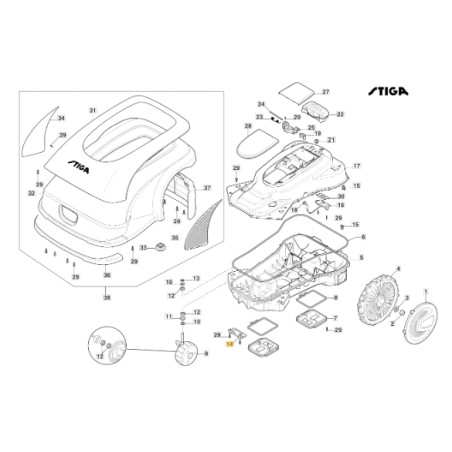 Cap contacts support robot models A1000 A1500 ORIGINAL STIGA 322820097/0 | Newgardenstore.eu