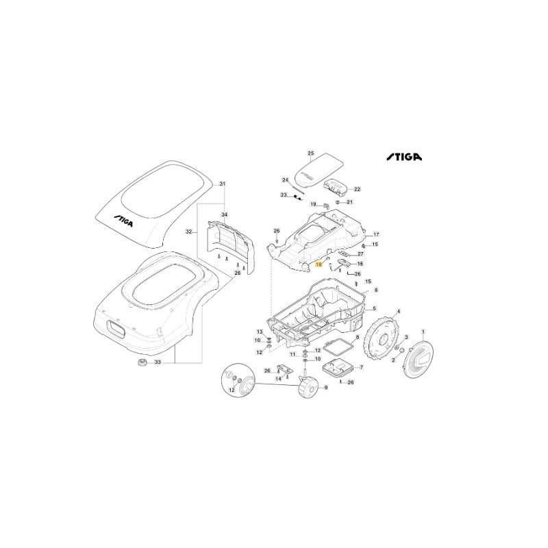 Anneau élastique clé Autonomous robot modèles A300 STIGA 122031500/0 ORIGINAL