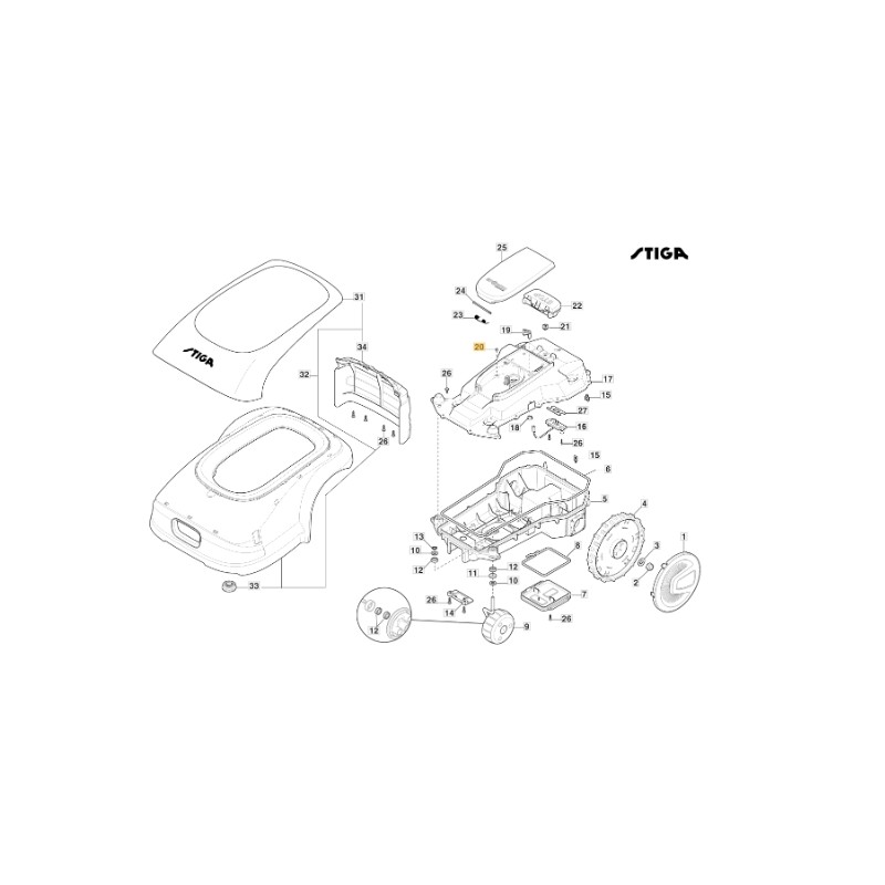 Empuñadura de muelle FastPoint robot modelos A1000 STIGA original 118564533/0