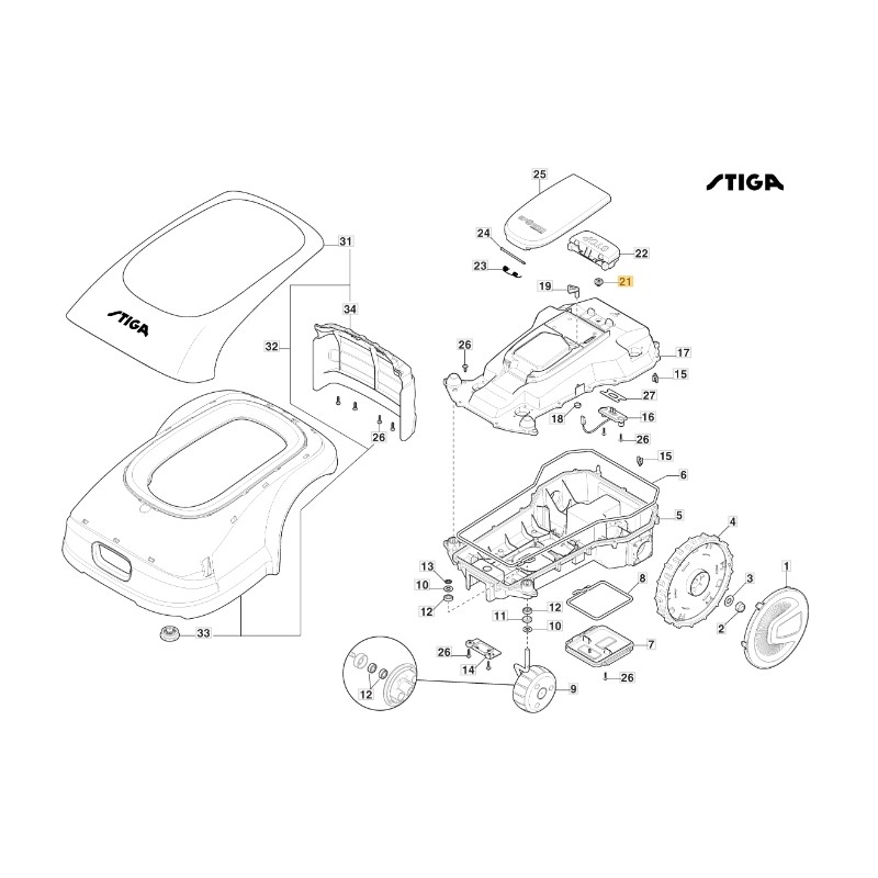 Sfiato a scatto robot tagliaerba modelli A1000 A1500 ORIGINALE STIGA 118564531/0