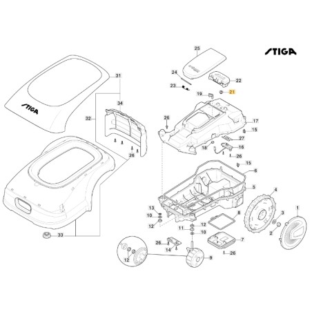 Sfiato a scatto robot tagliaerba modelli A1000 A1500 ORIGINALE STIGA 118564531/0 | Newgardenstore.eu