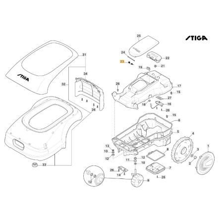 Cache-ressort pour tondeuse robot modèles A1000 A1500 ORIGINAL STIGA 122430255/0 | Newgardenstore.eu